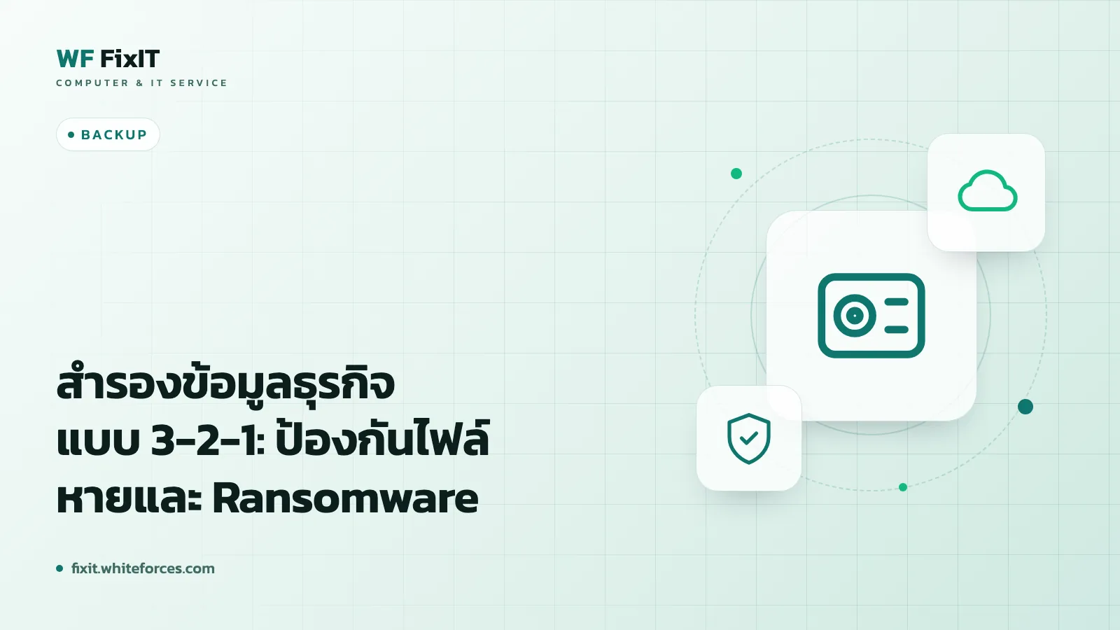 สำรองข้อมูลธุรกิจแบบ 3-2-1: ป้องกันไฟล์หายและ Ransomware